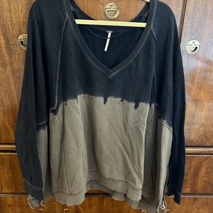 Free People Green and Black Sweatshirt Poncho